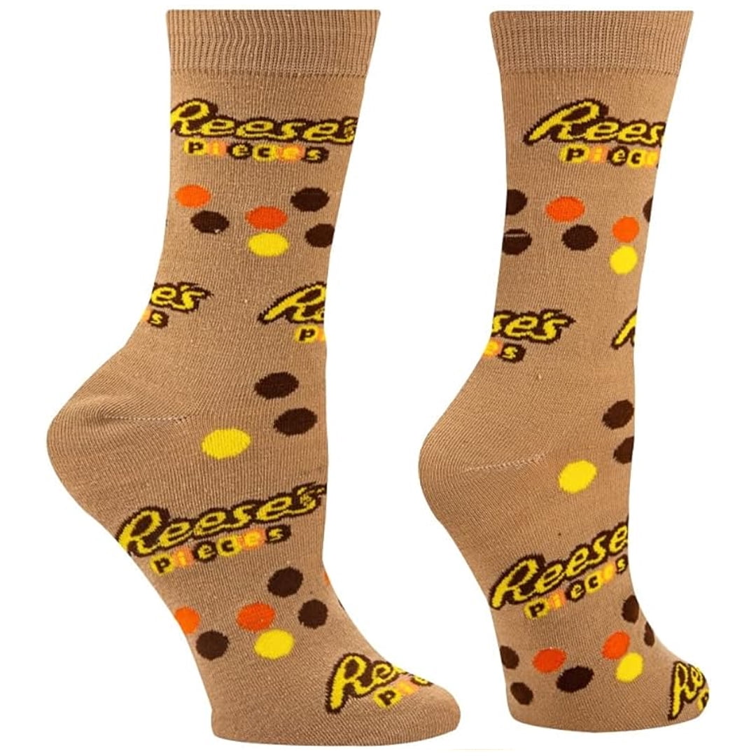 Crazy Socks for Women, Reese's Pieces Candy, Funny Colorful Prints, Medium