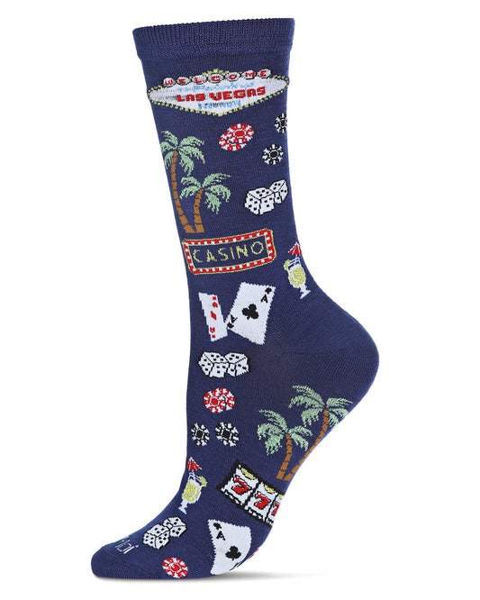 MeMoi Las Vegas Bamboo Blend Crew Sock - Womens - Female, 9-11, Navy