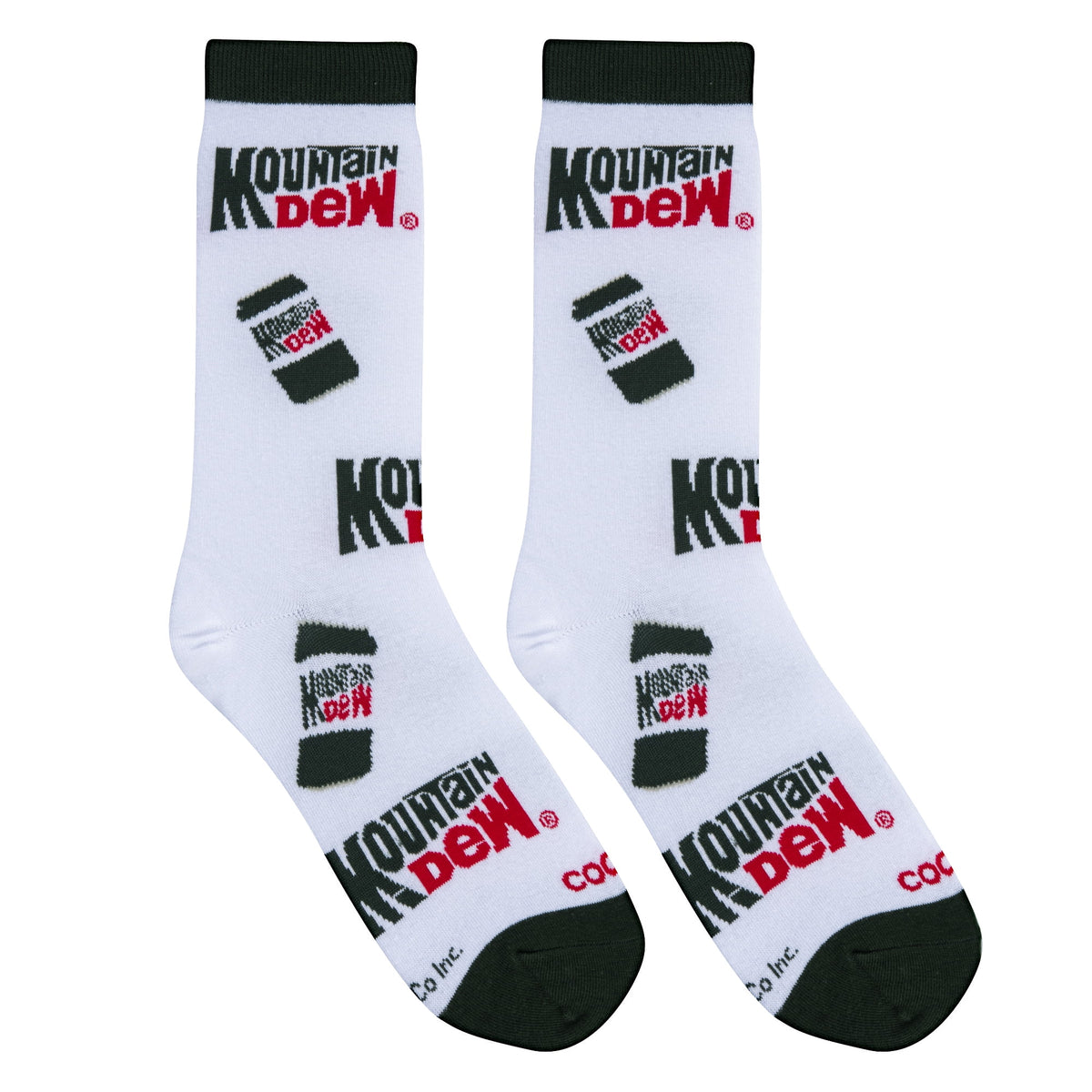 Cool Socks Mountain Dew Cans Soda Pop Crew Socks, Size Large