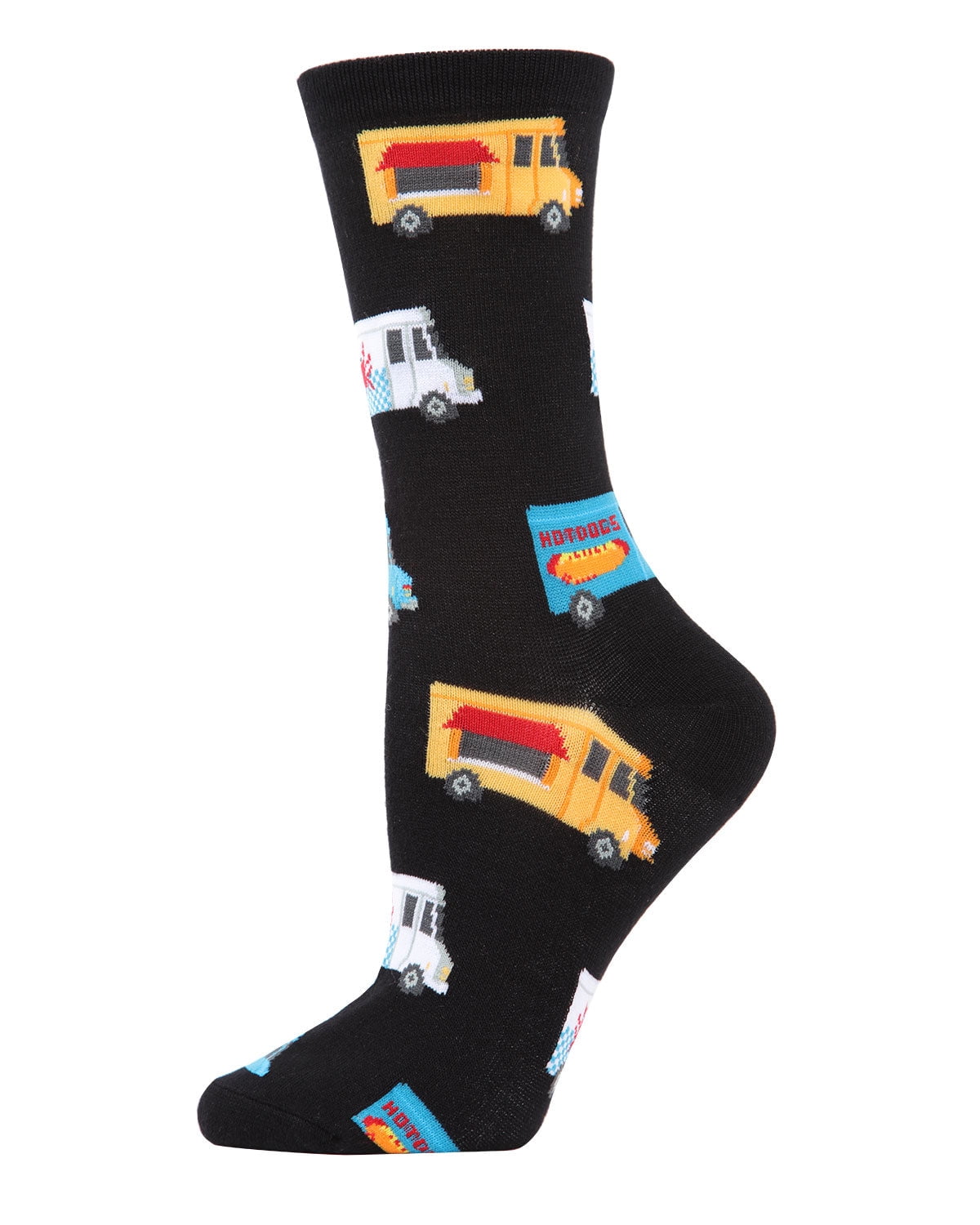 MeMoi Food Trucks Bamboo Blend Crew Socks - Womens - Female, One Size, Carmine Rose