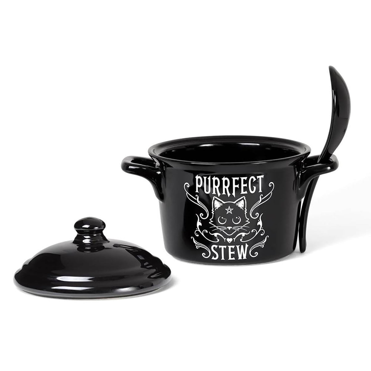 Alchemy Gothci Black Purrfect Stew Eat Bowl and Spoon Set