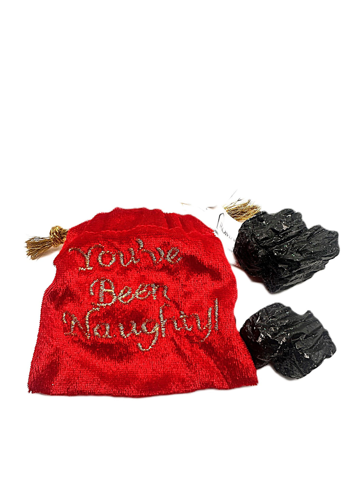 Roman You've Been Naughty Lump of Coal Velvet Bag, 1 Count