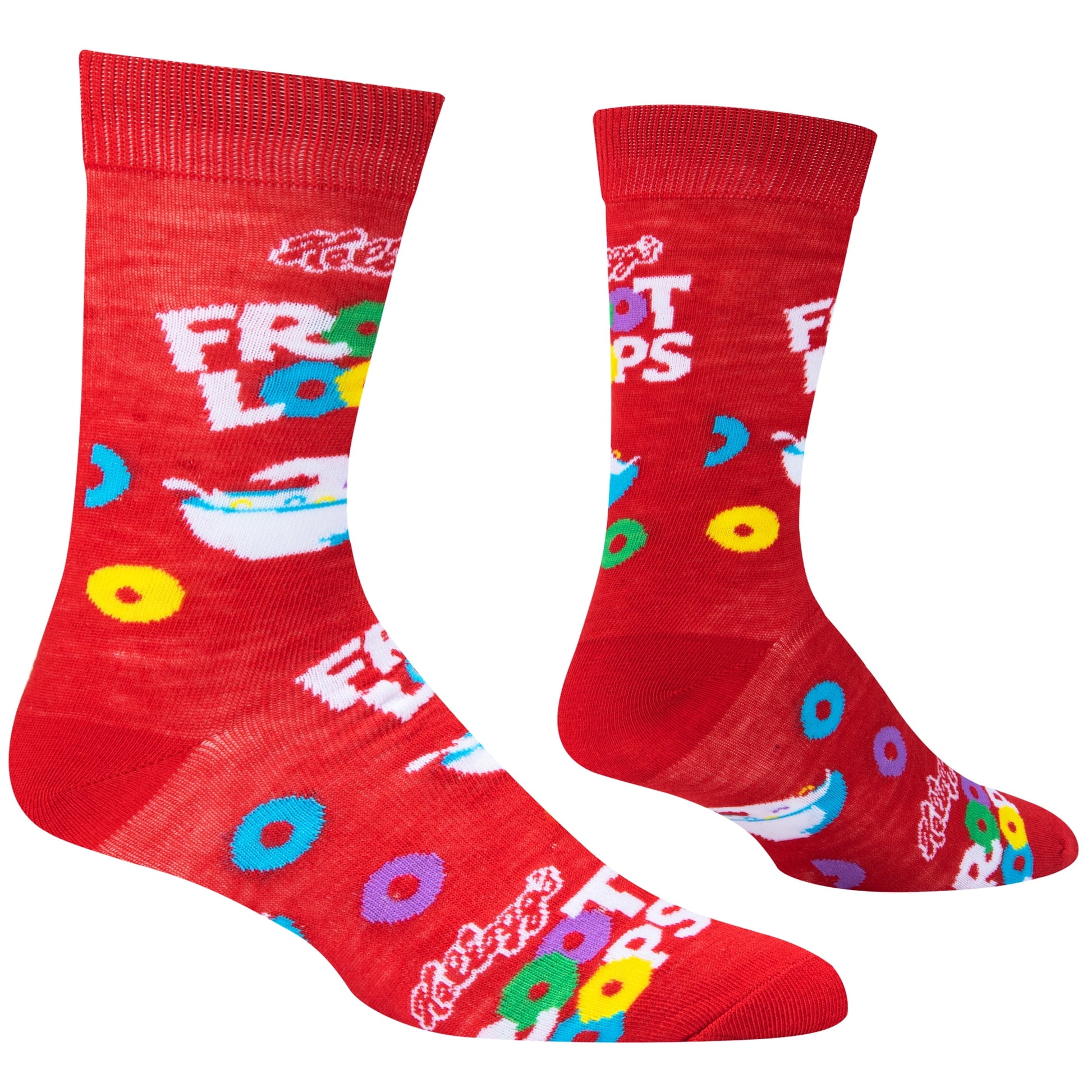 Crazy Socks Froot Loops Cereal Crew Socks, Size Large