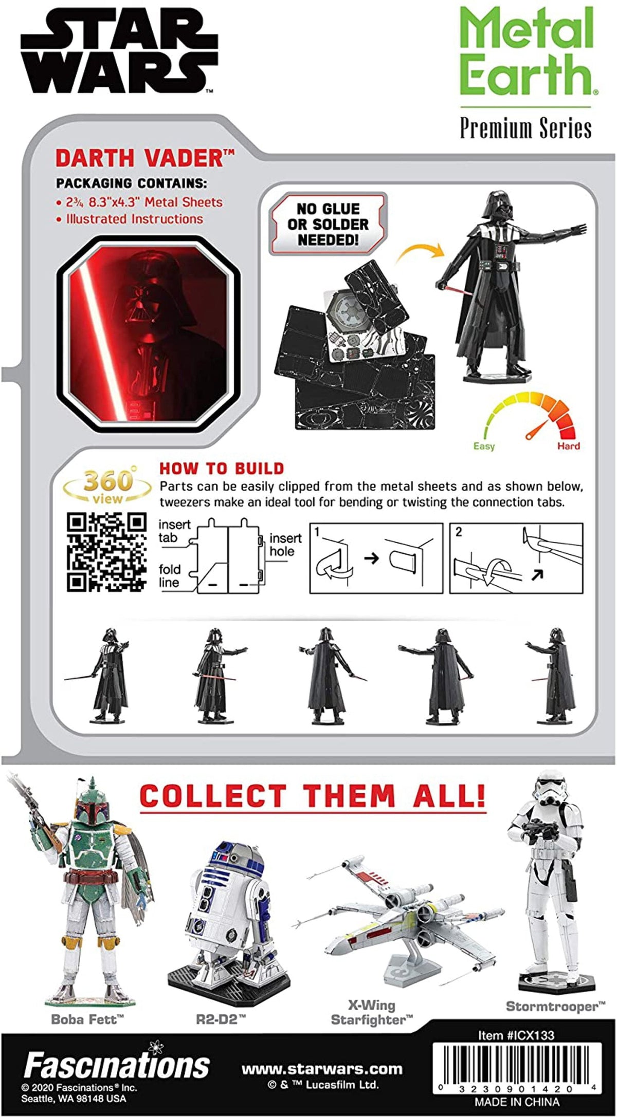 Metal Earth Premium Series ICONX 3D Metal Model Kit - Star Wars Darth Vader