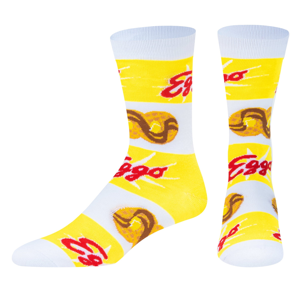 Crazy Socks, Eggo, Striped Breakfast Waffle, Men's Crew Socks Novelty Print