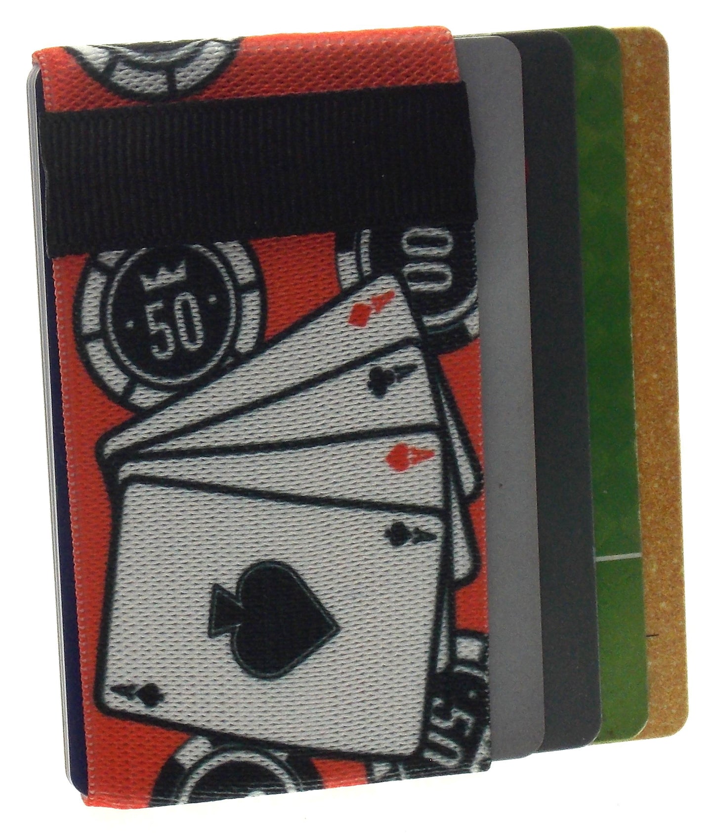 Poker Themed Minimalist Wallet for Men & Women, Elastic Band Minimal Slim Credit Card Holder For Thin Front Pocket Wallet or Money Clip Alternative