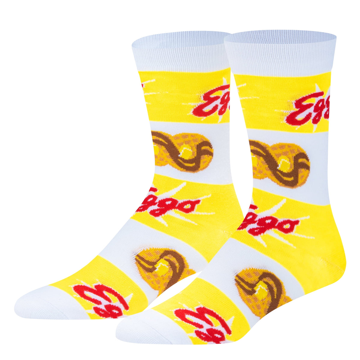 Crazy Socks, Eggo, Striped Breakfast Waffle, Men's Crew Socks Novelty Print