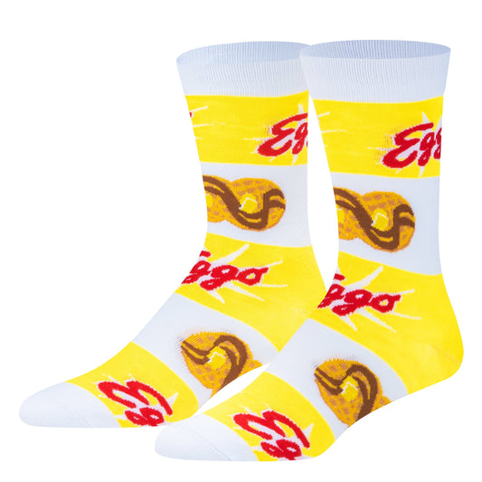 Crazy Socks, Eggo, Striped Breakfast Waffle, Men's Crew Socks Novelty Print