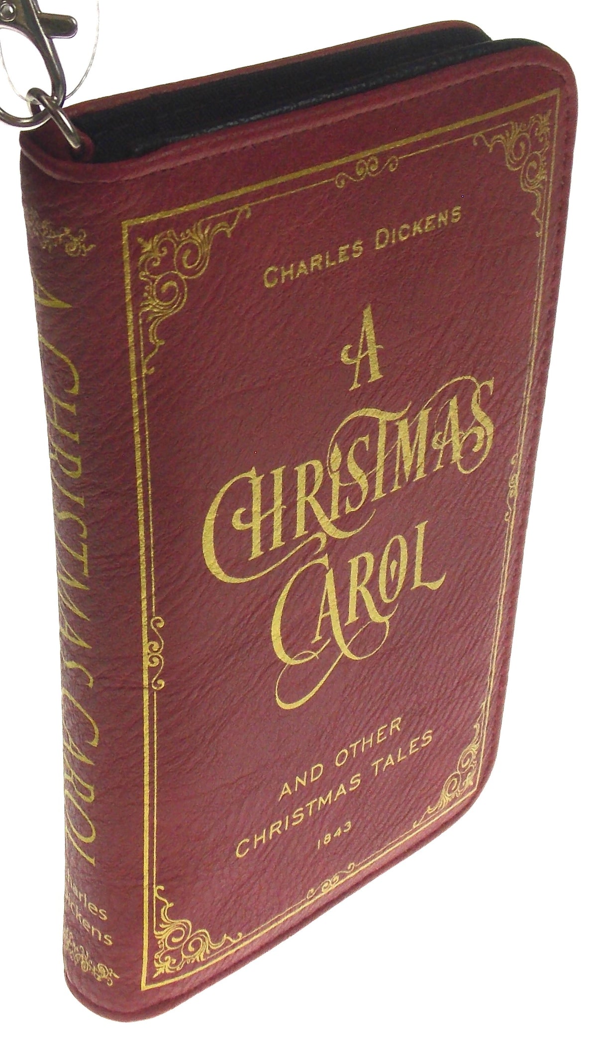 Charles Dickens Christmas Carol Red Faux Leather Zippered Wallet Cards Wristlet