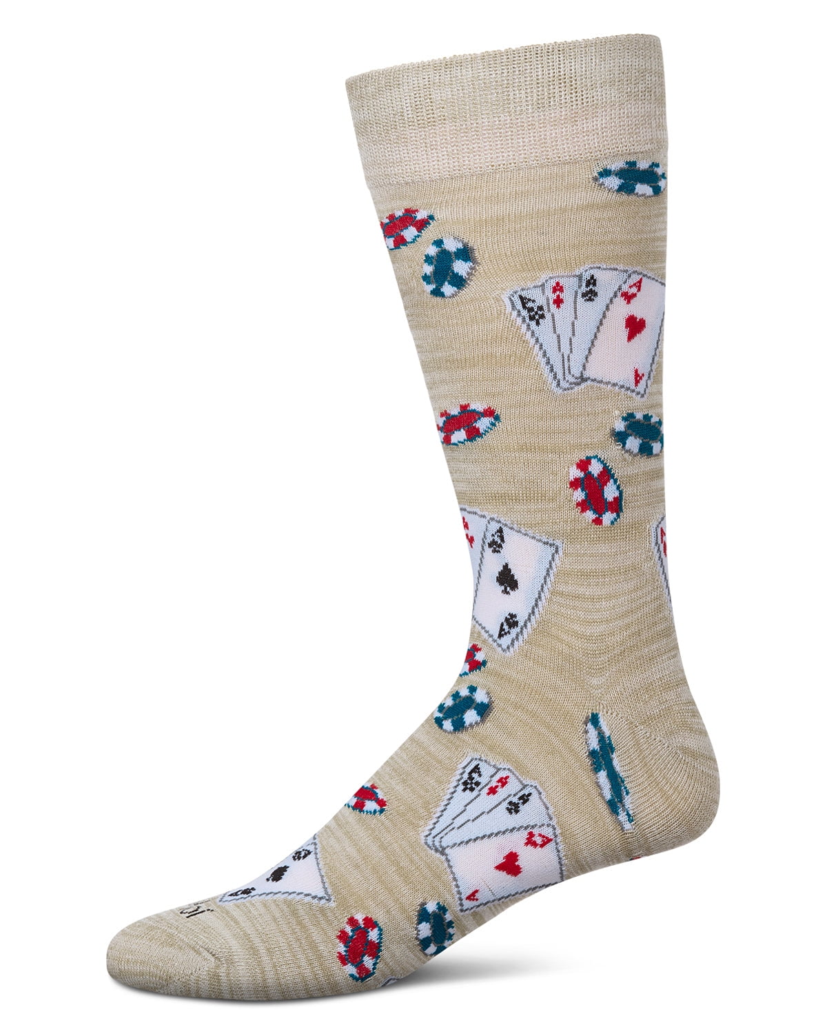 MeMoi Poker Face Playing Card Bamboo Blend Men's Crew Socks - Mens - Male, 10-13, Crockery