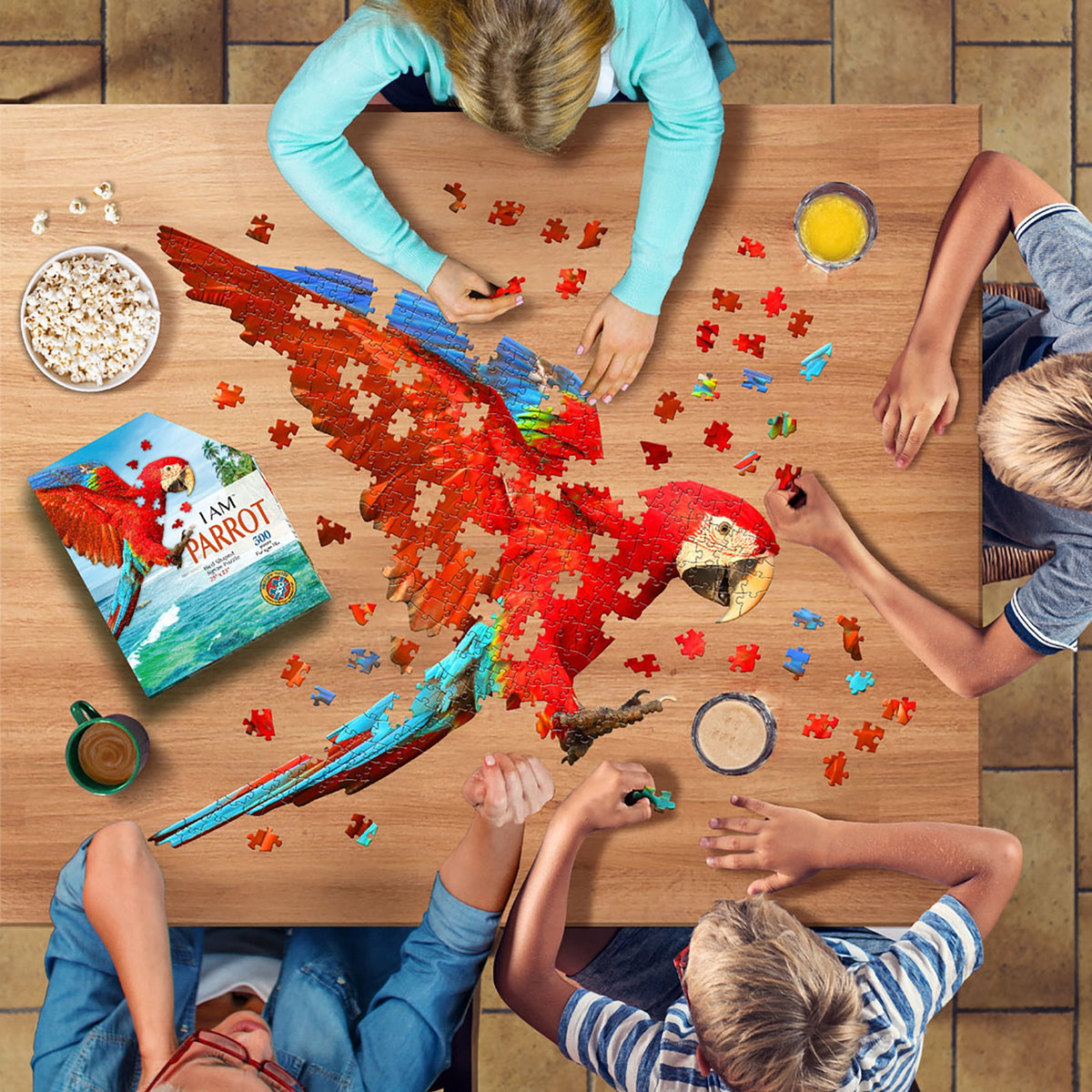 Madd Capp PARROT 300 Piece Jigsaw Puzzle For Ages 10 and up - 6022 - Unique-Shaped Border, Challenging Random Cut Pieces, Deluxe Five-Sided Tamperproof, Includes Educational Madd Capp Fun Facts