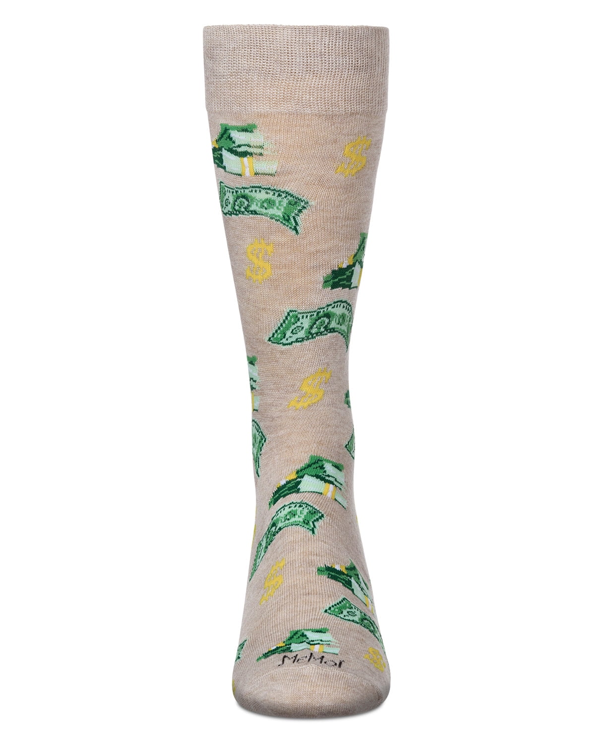 MeMoi Money Bags Cash Print Bamboo Blend Men's Crew Socks - Mens - Male, 10-13, Navy Blazer