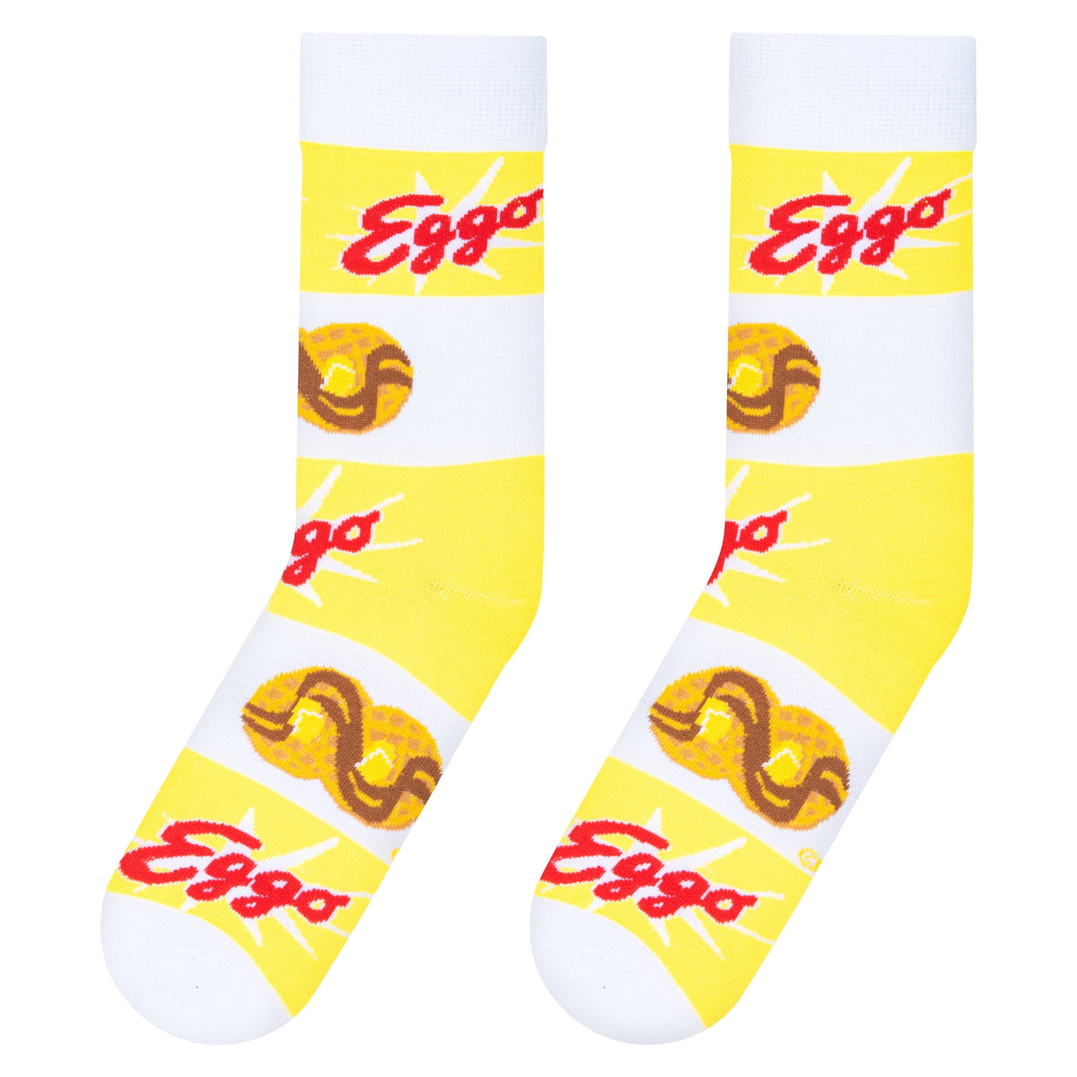 Crazy Socks, Eggo, Striped Breakfast Waffle, Men's Crew Socks Novelty Print