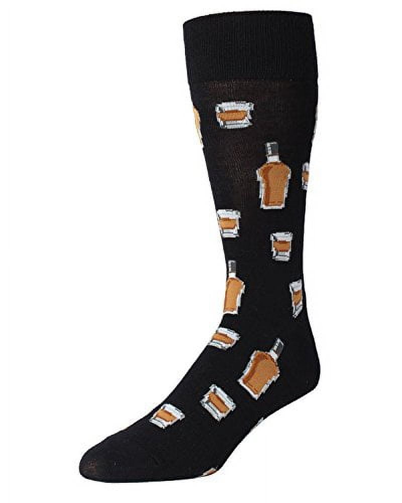 MeMoi Whiskey Bar Conversational Bamboo Blend Men's Socks - Mens - Male, 10-13, Black