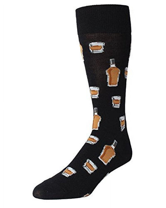 MeMoi Whiskey Bar Conversational Bamboo Blend Men's Socks - Mens - Male, 10-13, Black