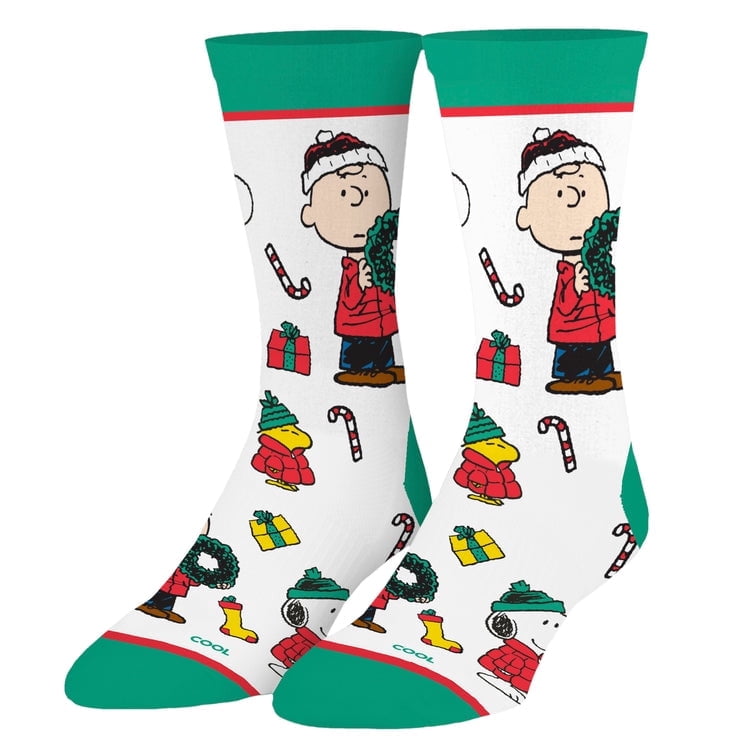 Cool Socks Charlie Brown Crew Socks Licensed Peanuts Socks Size Large for Men & Women- Nostalgic