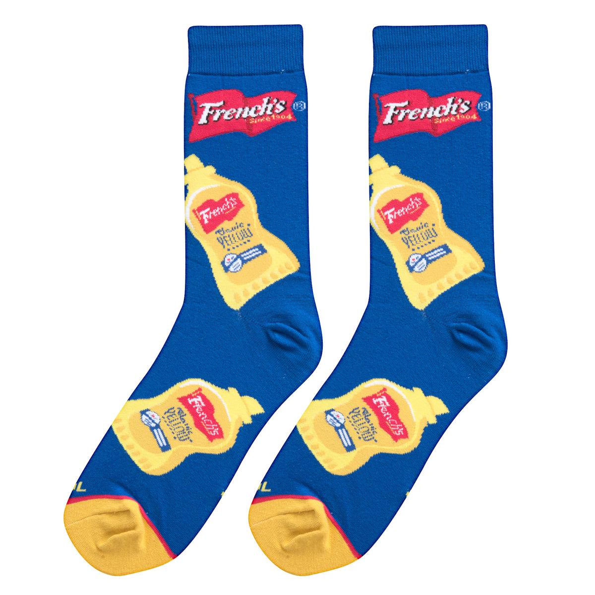 Cool Socks French's Mustard Hot Sauce Spicy Crew Socks, Size Large