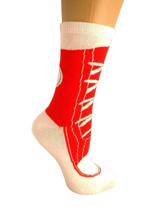 Red Knitted Sneaker-Look Crew Socks Novelty Athletic Sports Gag Gift