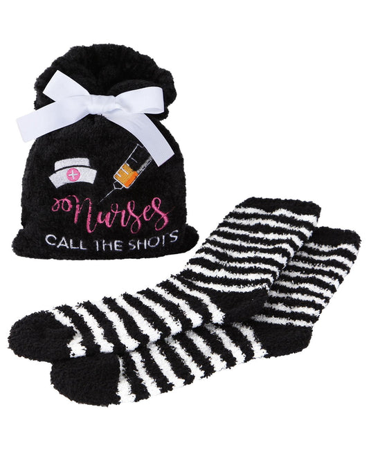 MeMoi Nurses Call the Cozy Sock & Gift Bag Set | Socks By MeMoi One Size / Black