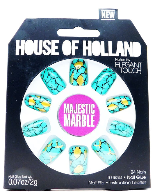House of Holland Nailed by Elegant Touch  Majestic Marble Palatial Paws: 24 nails, nail glue .07 Oz., nail file