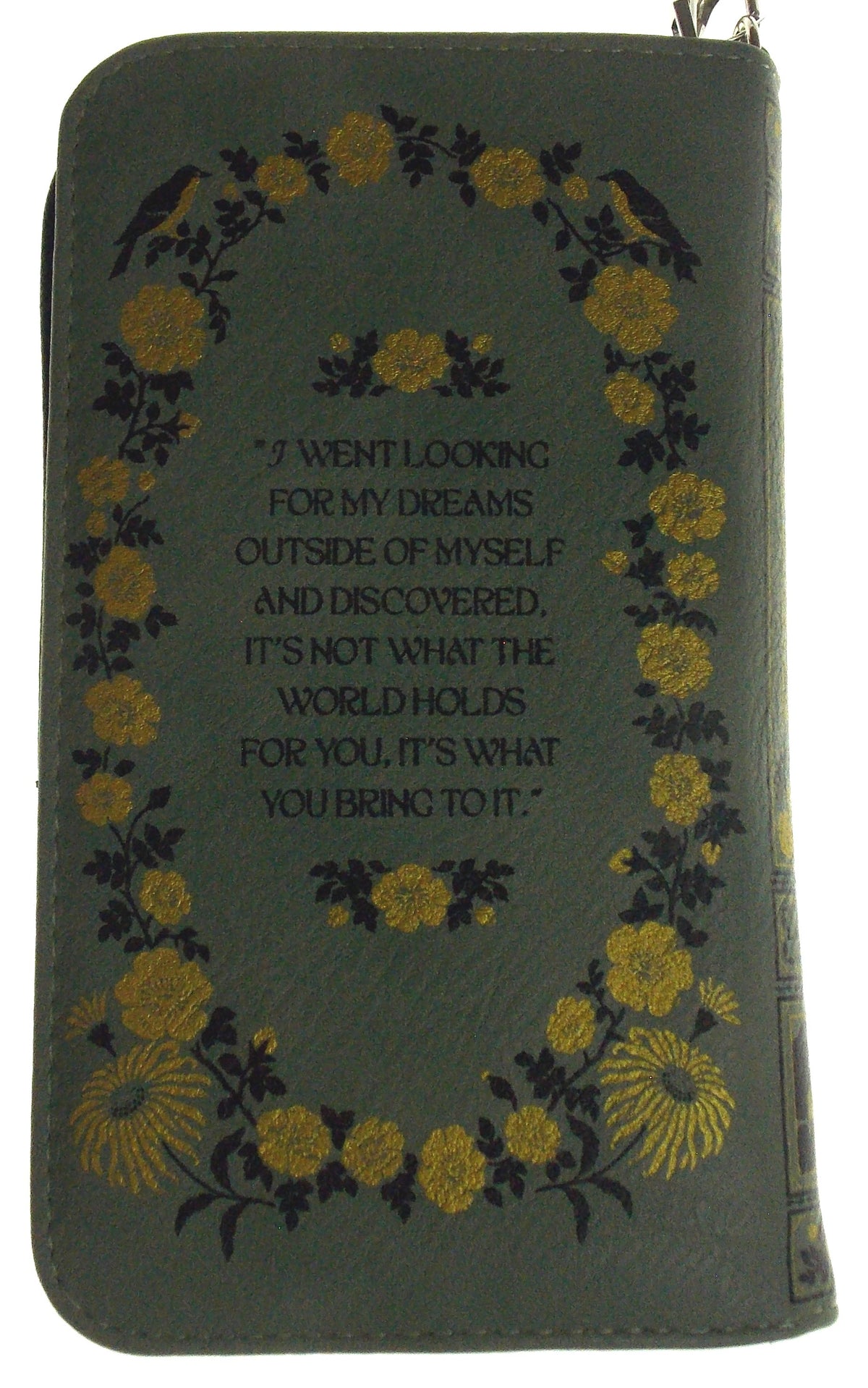 Anne Of Green Gables Green Faux Leather Wristlet Wallet Card Slots Zipper Book