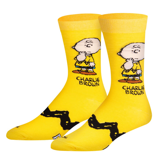 Cool Socks Charlie Brown Peanuts Cartoon Retro Crew Socks, Size Medium