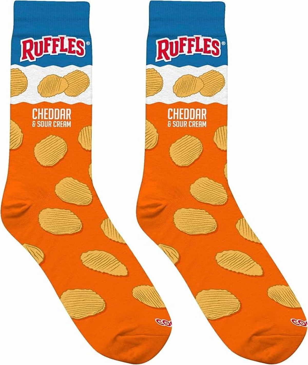 Cool Socks, Men's Funny Graphic Novelty Sock, Ruffles Flavors Chips, Adult Large