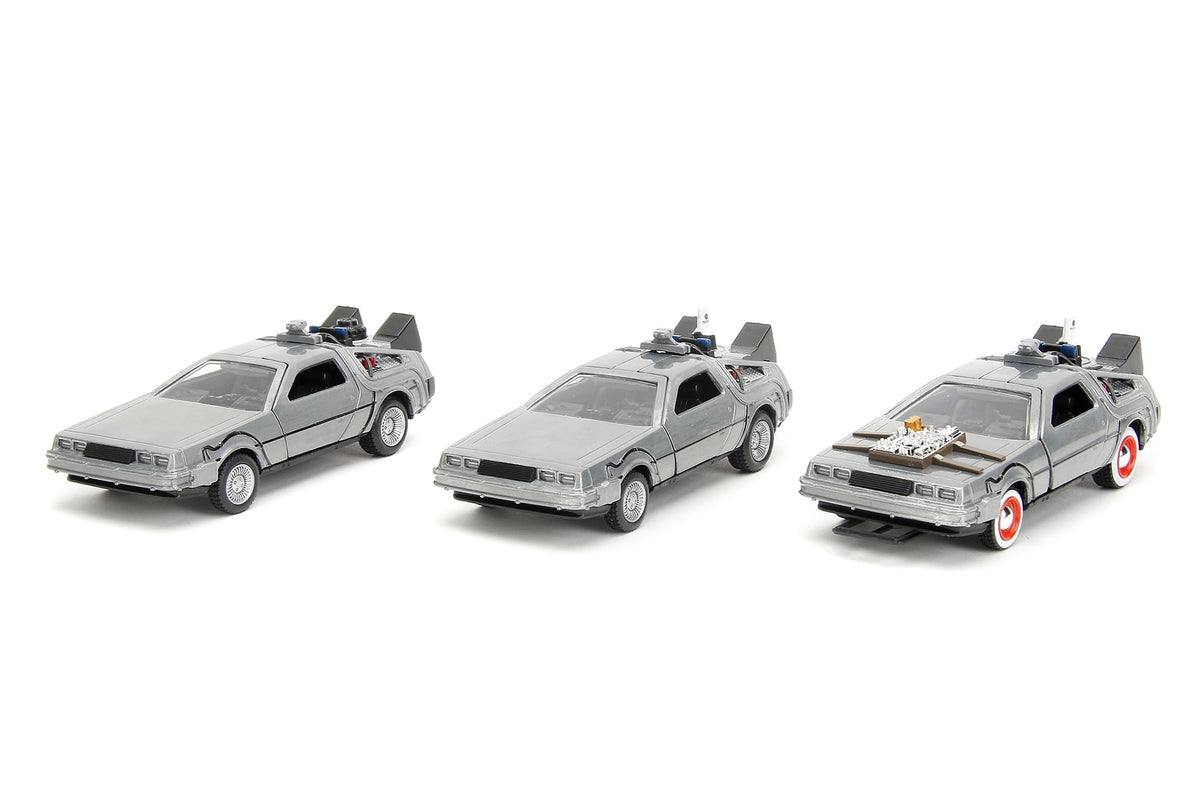 Time Machine 3-Pack, Back to the Future - Jada Toys 33399 - 1/32 Scale Diecast Model Car