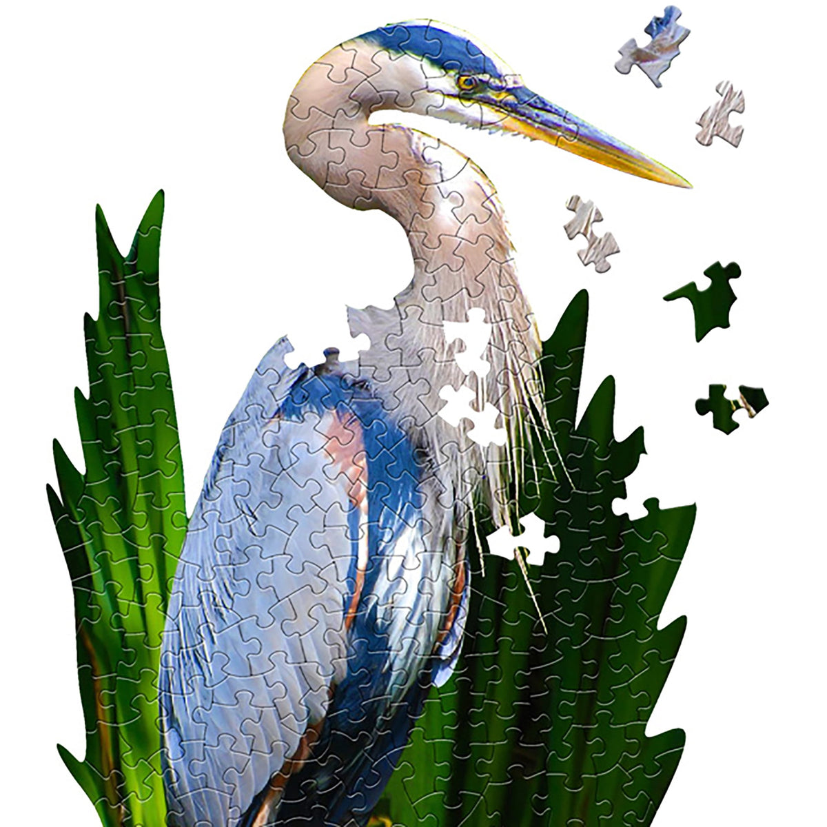 Madd Capp BLUE HERON 300 Piece Jigsaw Puzzle For Ages 10 and up - 6021 - Unique-Shaped Border, Challenging Random Cut, Deluxe Five-Sided Tamperproof Box, Includes Educational Madd Capp Fun Facts