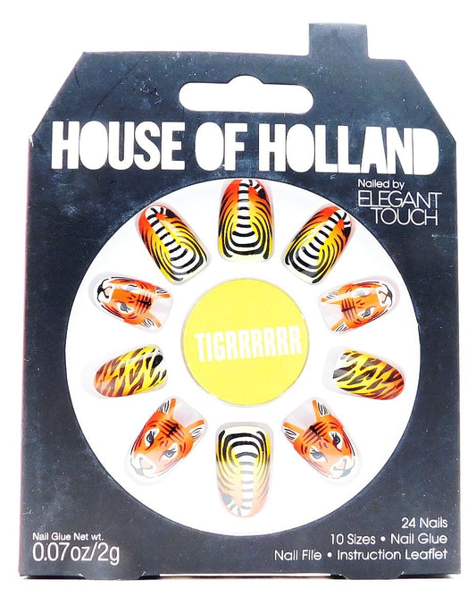 House of Holland Nailed by Elegant Touch  Tigrrrrrr Animal Kingdom: 24 nails, nail glue .07 Oz., nail file