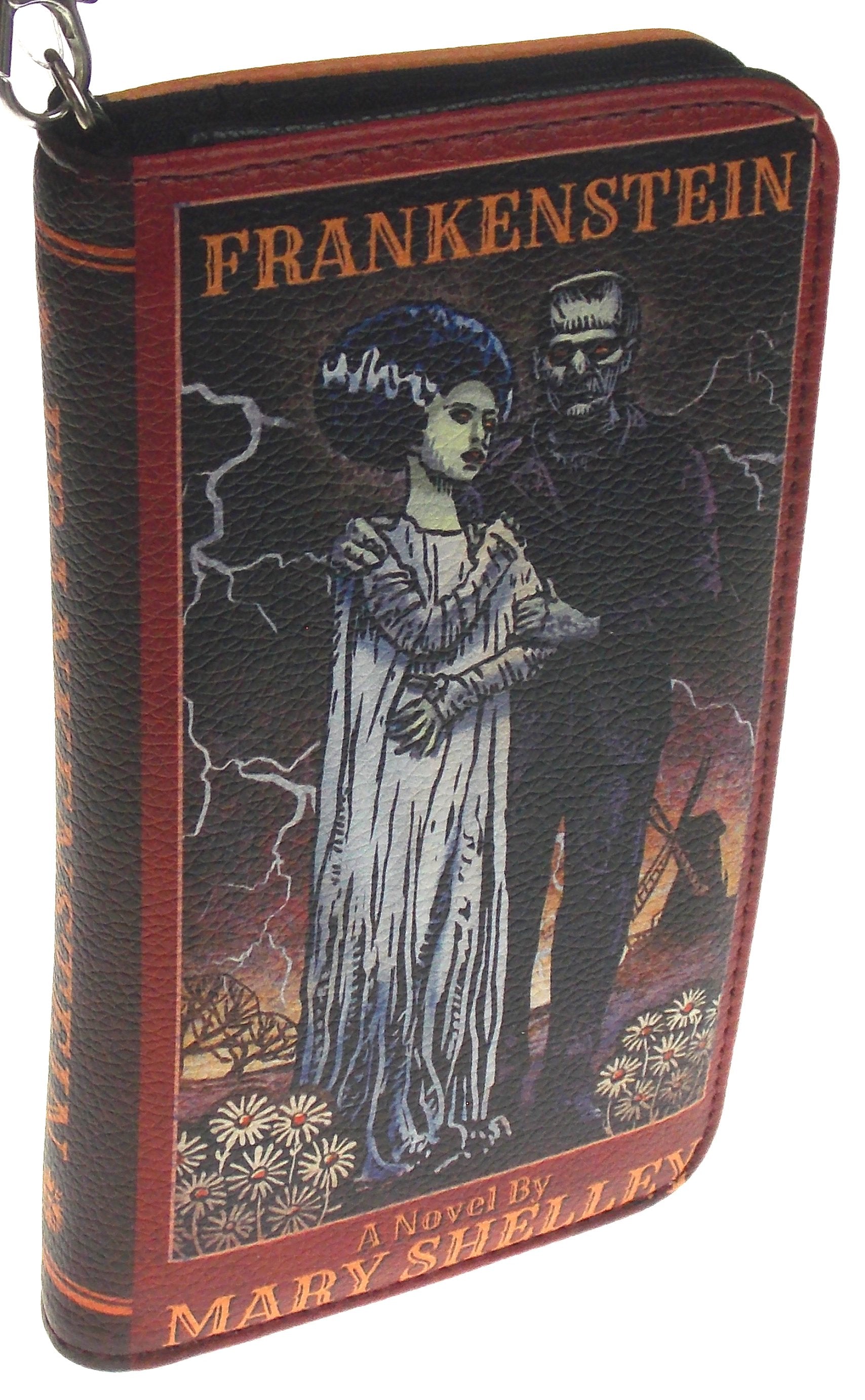 Mary Shelley Frankenstein Zippered Wristlet Wallet Faux Leather Card Slots Book