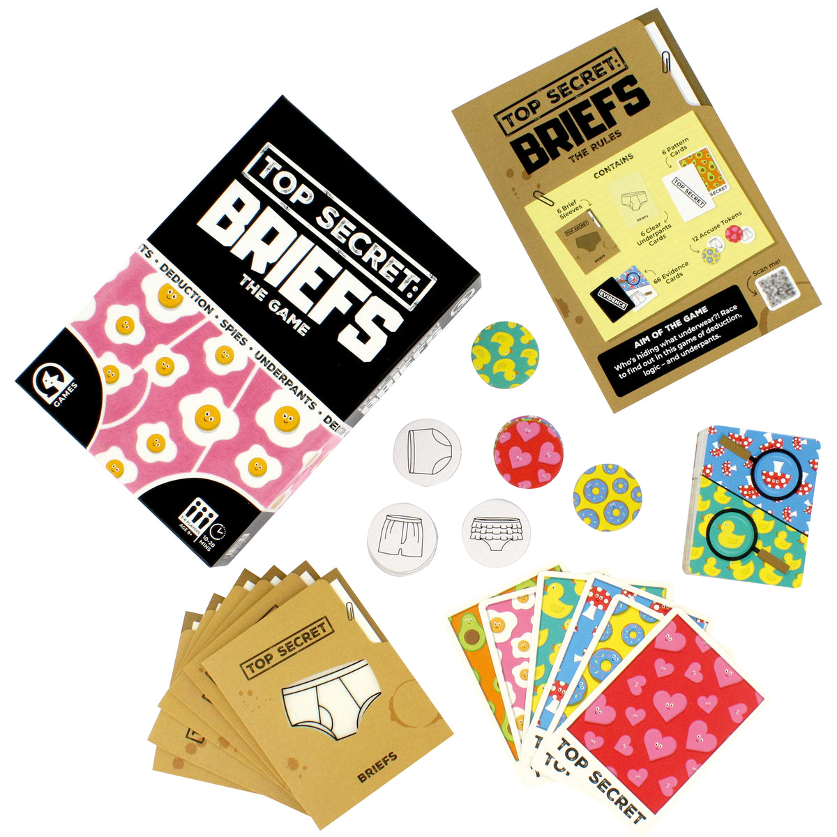 Ginger Fox: Top Secret: Briefs - The Deduction Game Of Undercover Underpants, Hilarious Evidence & Accusations Party Card Game, Family 8+, 3-6 Players