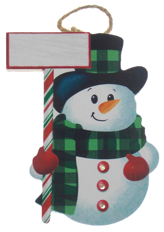 Spoontiques Snowman Ornament Personalize Yourself Light Up Wood Christmas Tree