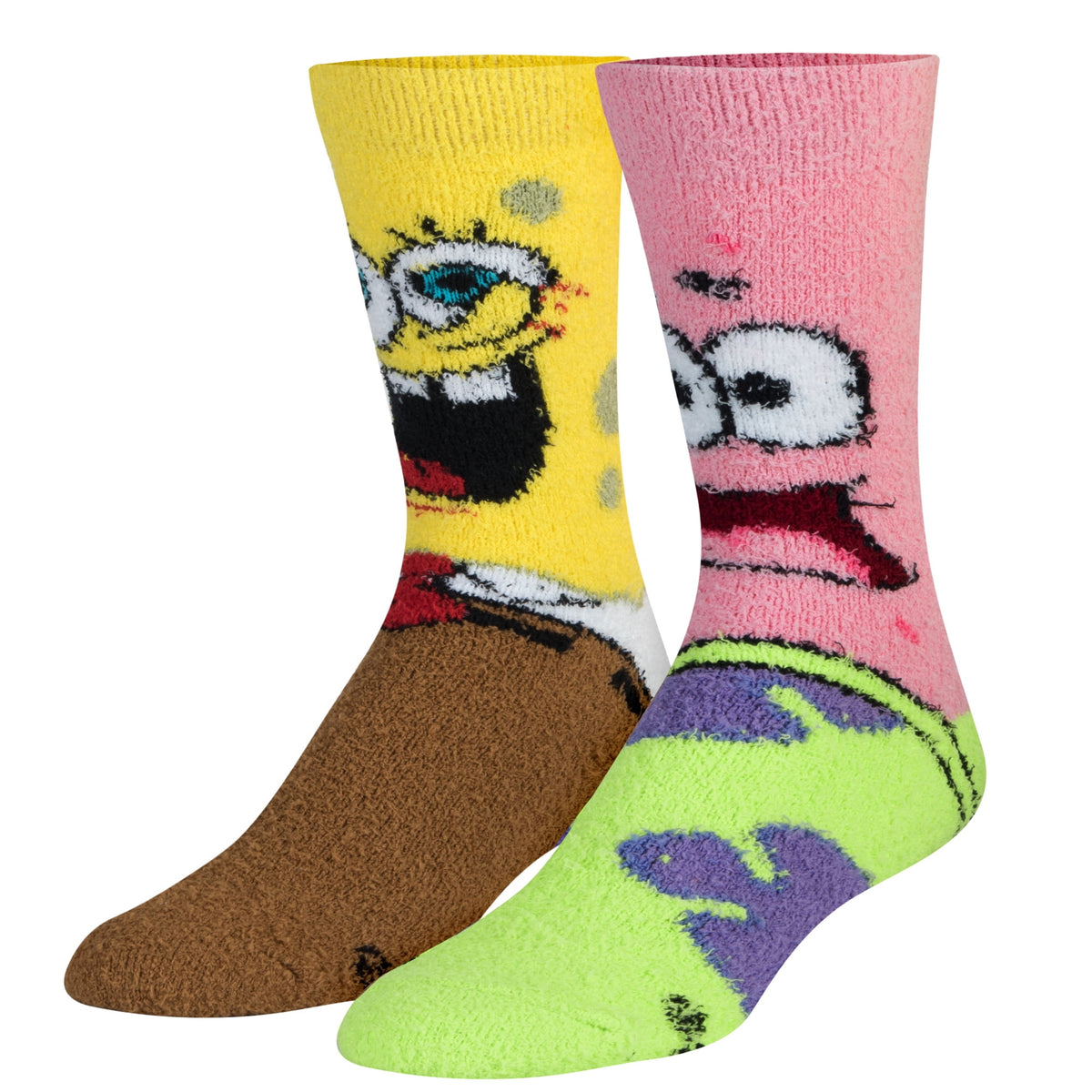 Cool Socks Novelty Crew Socks Men's Women's, Bikini Bottom Boys Fuzzy, Graphic Print, Large