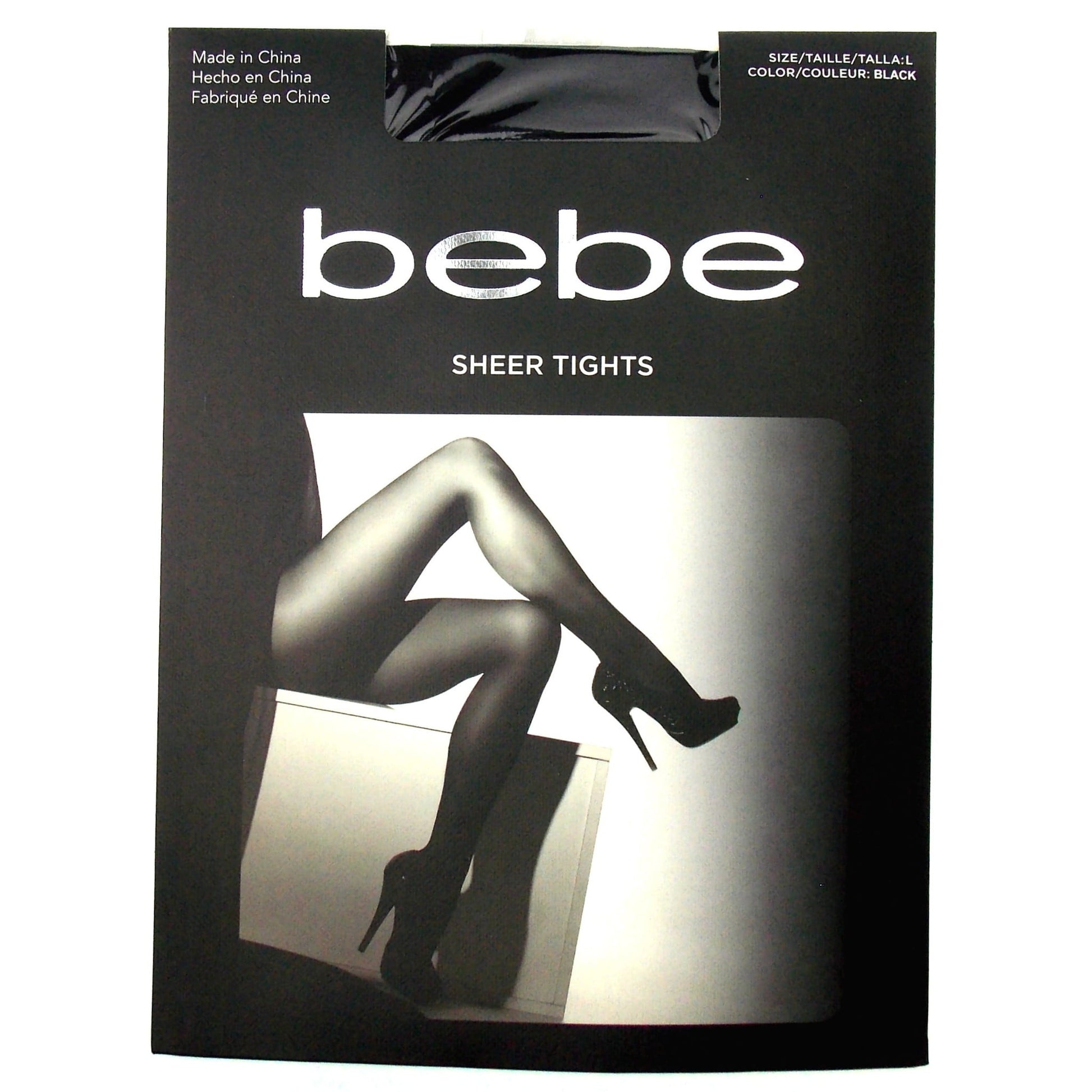 Bebe Sheer Tights Size Large Black Pantyhose Dance Hosiery Fashion Dress
