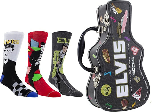 PERRI'S SOCKS - Elvis Guitar Tin with 3 Pairs of Socks