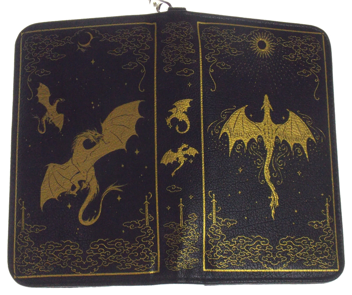 Romantasy Dragon Book Wallet Snap Zipper RFID Blocking Wristlet Gift Purse