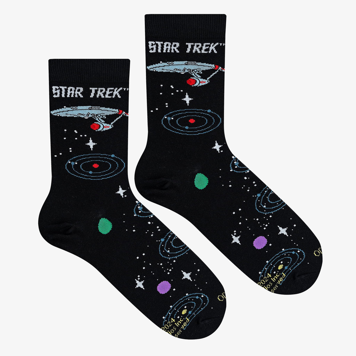 Cool Socks Star Trek Space Travel Retro Movie TV Crew Socks, Size Large