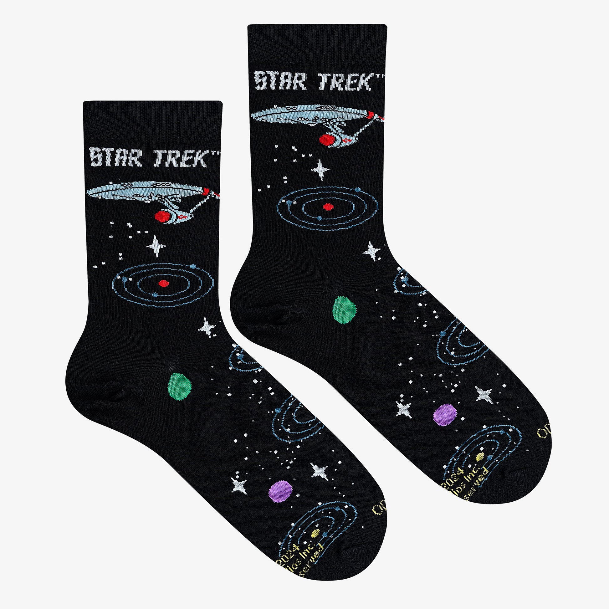 Cool Socks Star Trek Space Travel Retro Movie TV Crew Socks, Size Large