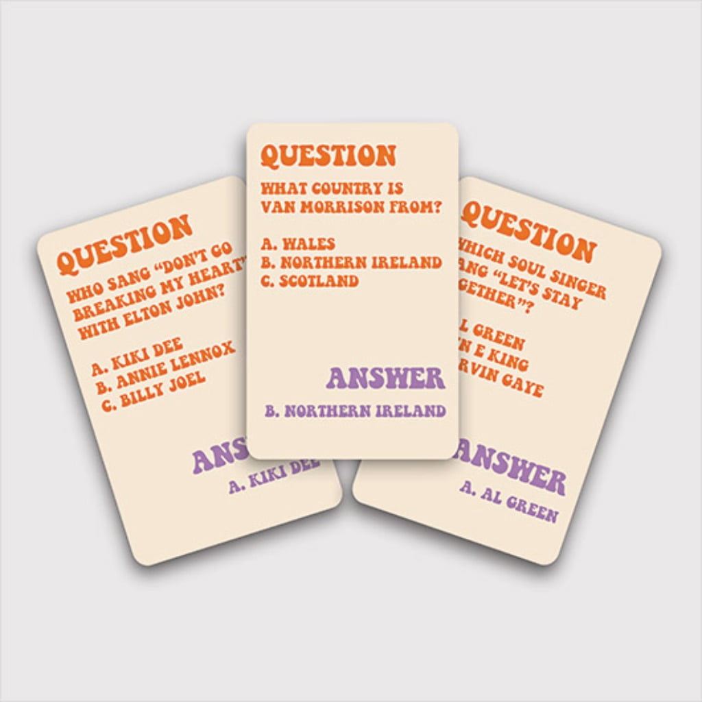 Gift Republic Groovy 70's Pop Culture Trivia Card Game 100 Questions Multicolor