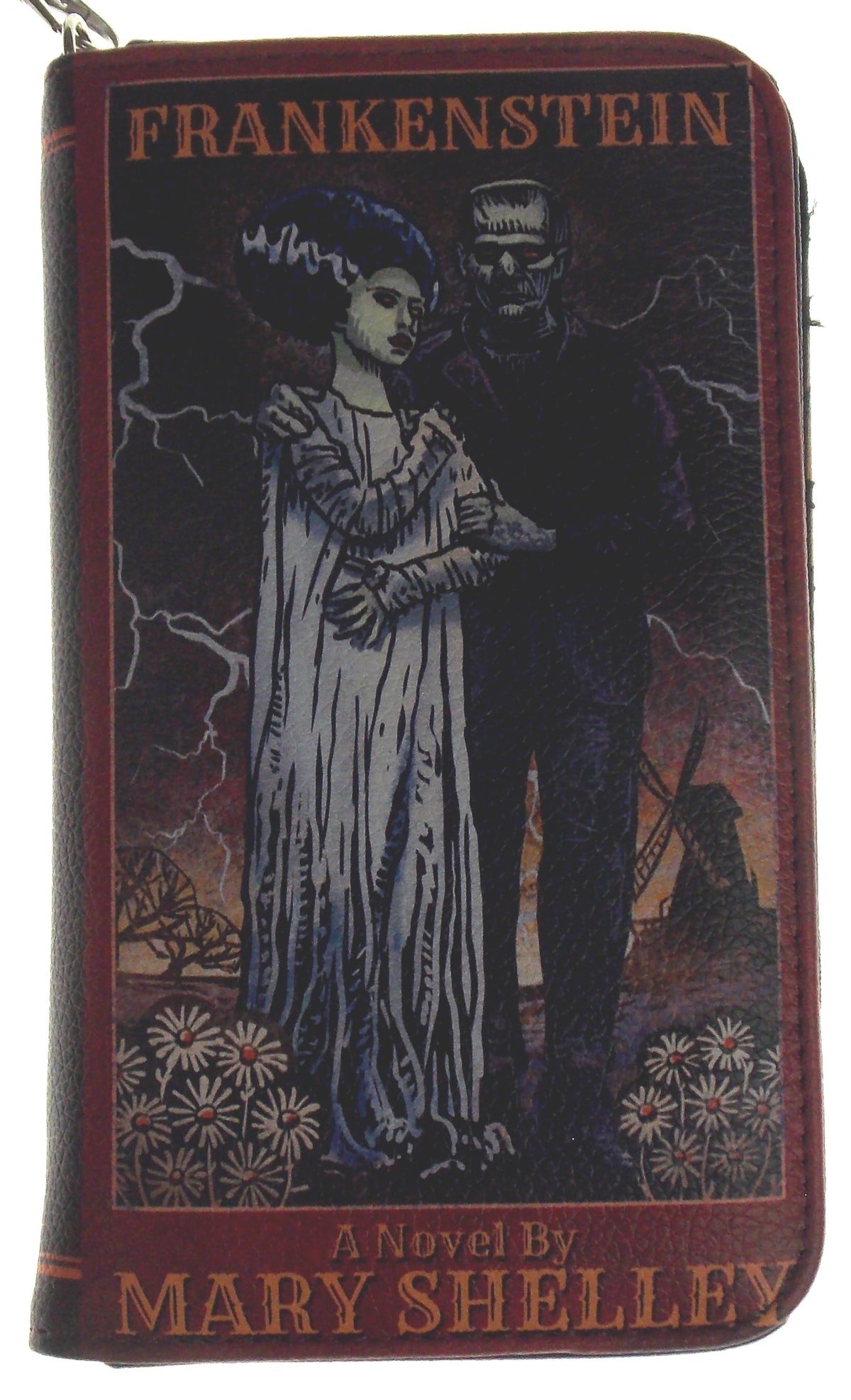 Mary Shelley Frankenstein Zippered Wristlet Wallet Faux Leather Card Slots Book