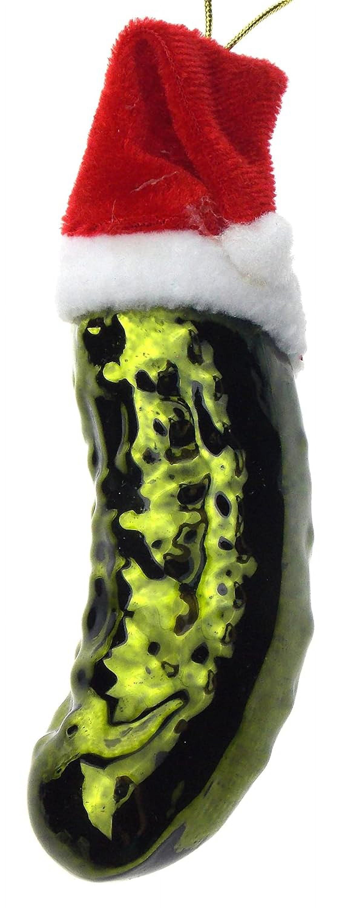 Yodeling Pickle Bundled with Christmas Noble Gems Pickle In Santa Hat Ornament