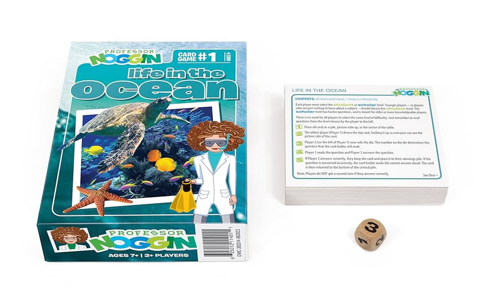 Professor Noggin: Life in the Ocean Educational Card Game For 2 or more Players Ages 7 and up