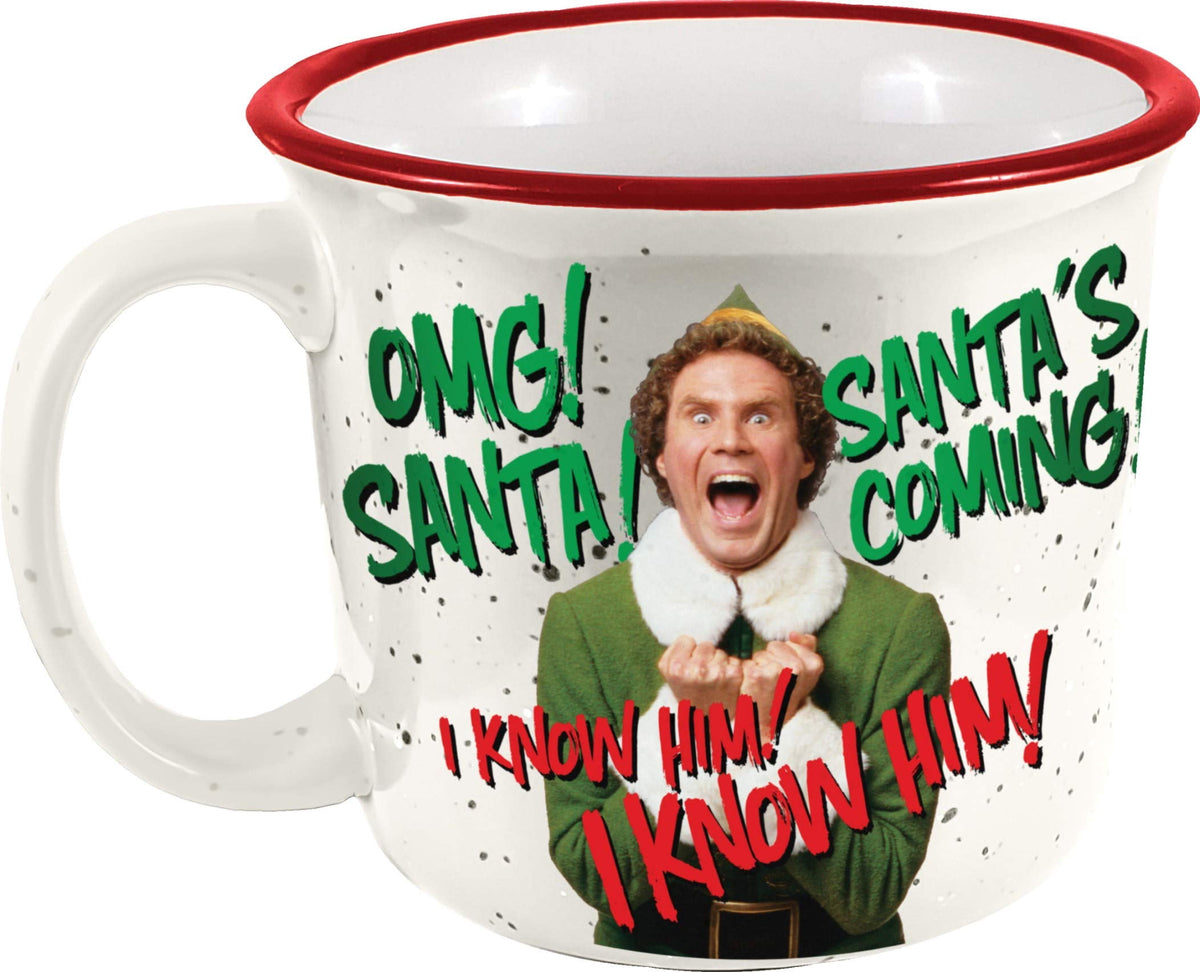 Spoontiques Elf Ceramic Camper Mug, 14 ounces, White