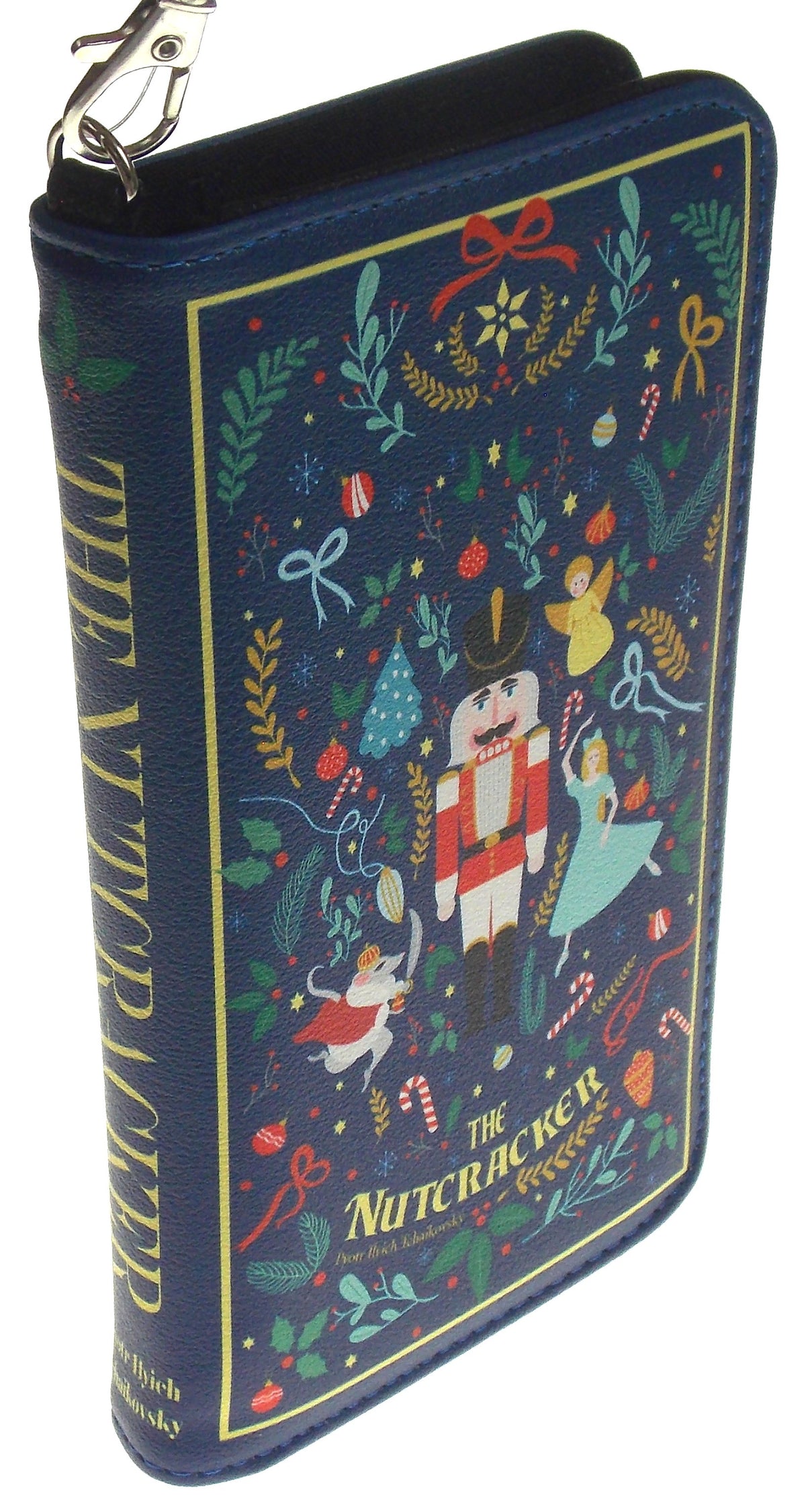 The Nutcracker Wristlet Wallet Faux Leather Blue Card Slots Zippered Pocket Gift