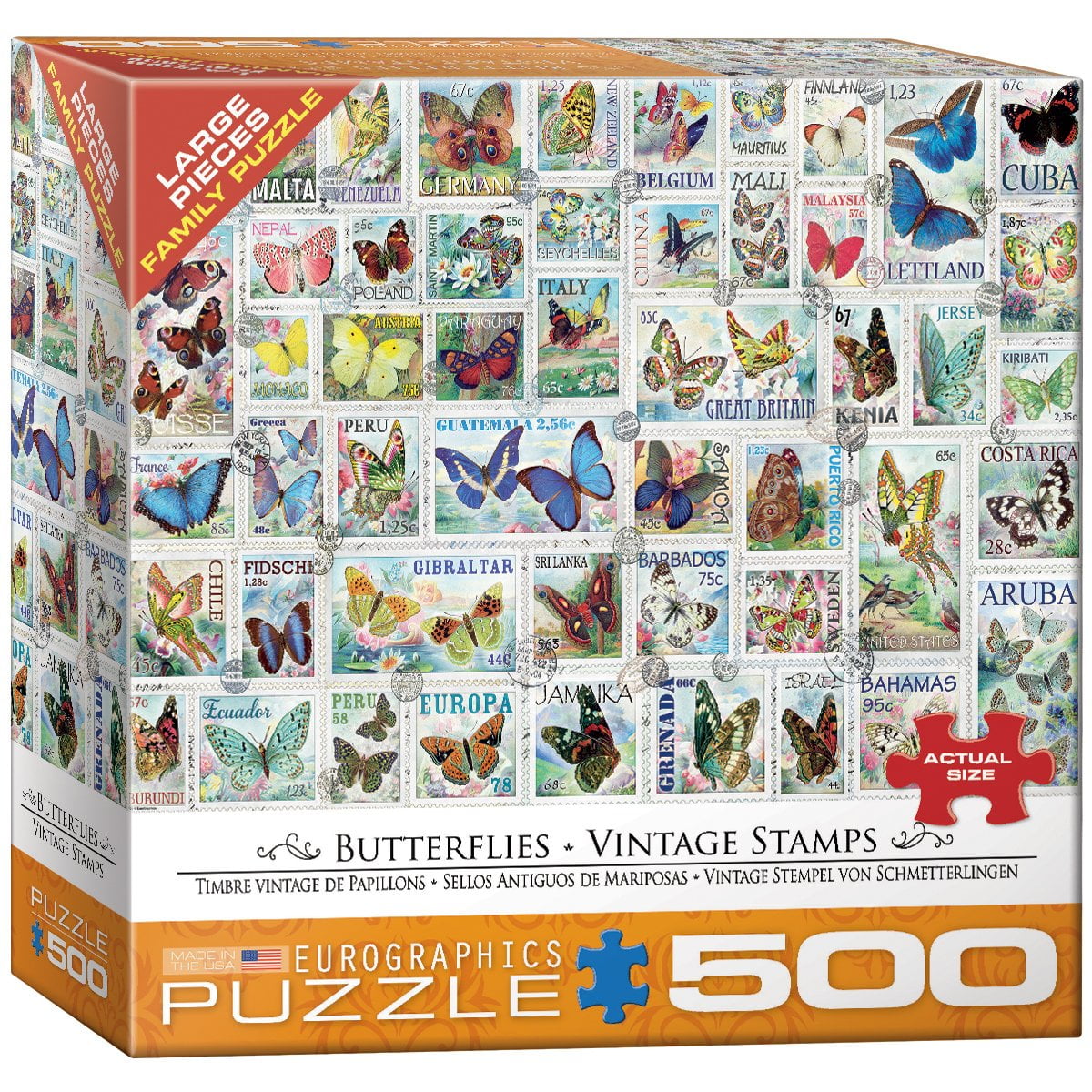 Vintage Stamps - Butterflies Oversize 500 pc
