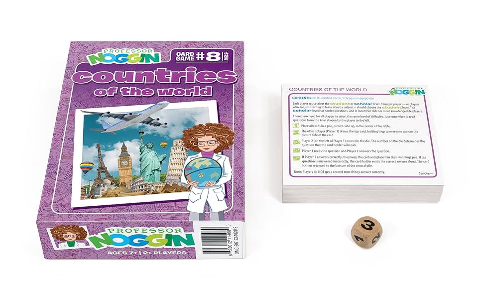 Professor Noggin: Countries of the World Educational Card Game For 2 or more Players Ages 7 and up