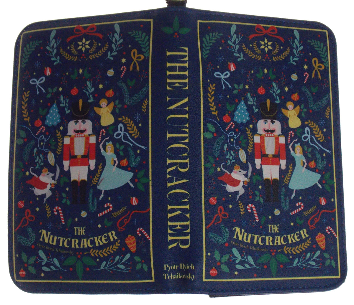 The Nutcracker Wristlet Wallet Faux Leather Blue Card Slots Zippered Pocket Gift