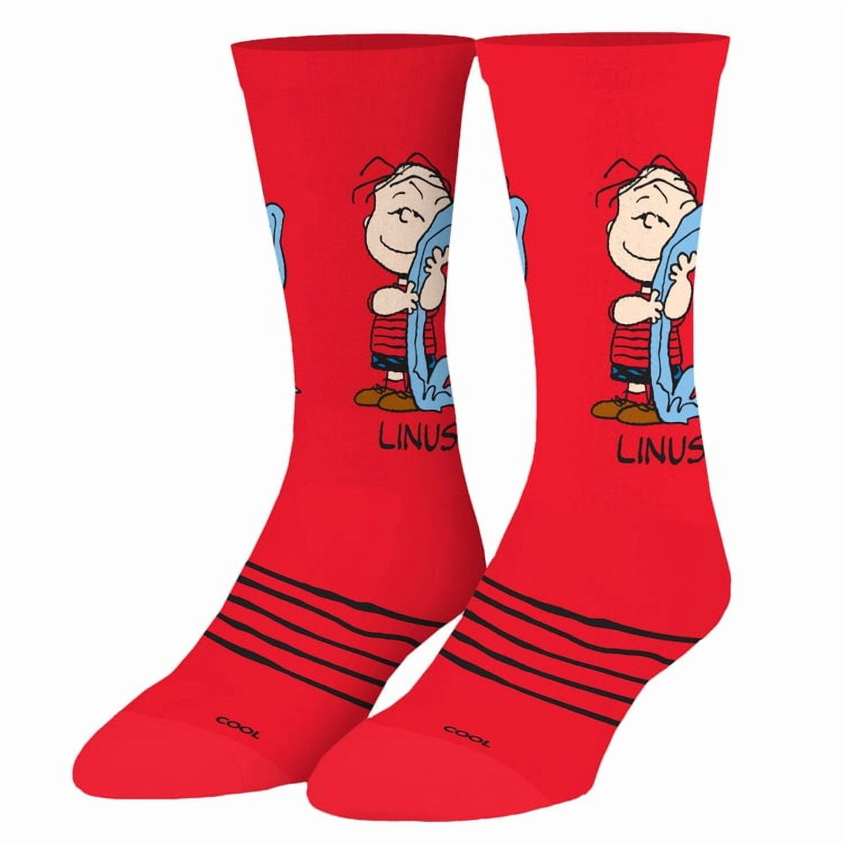 Cool Socks Linus Peanuts Crew Socks Charlie Brown Cartoon Comic Novelty Sock Size Large for Men &