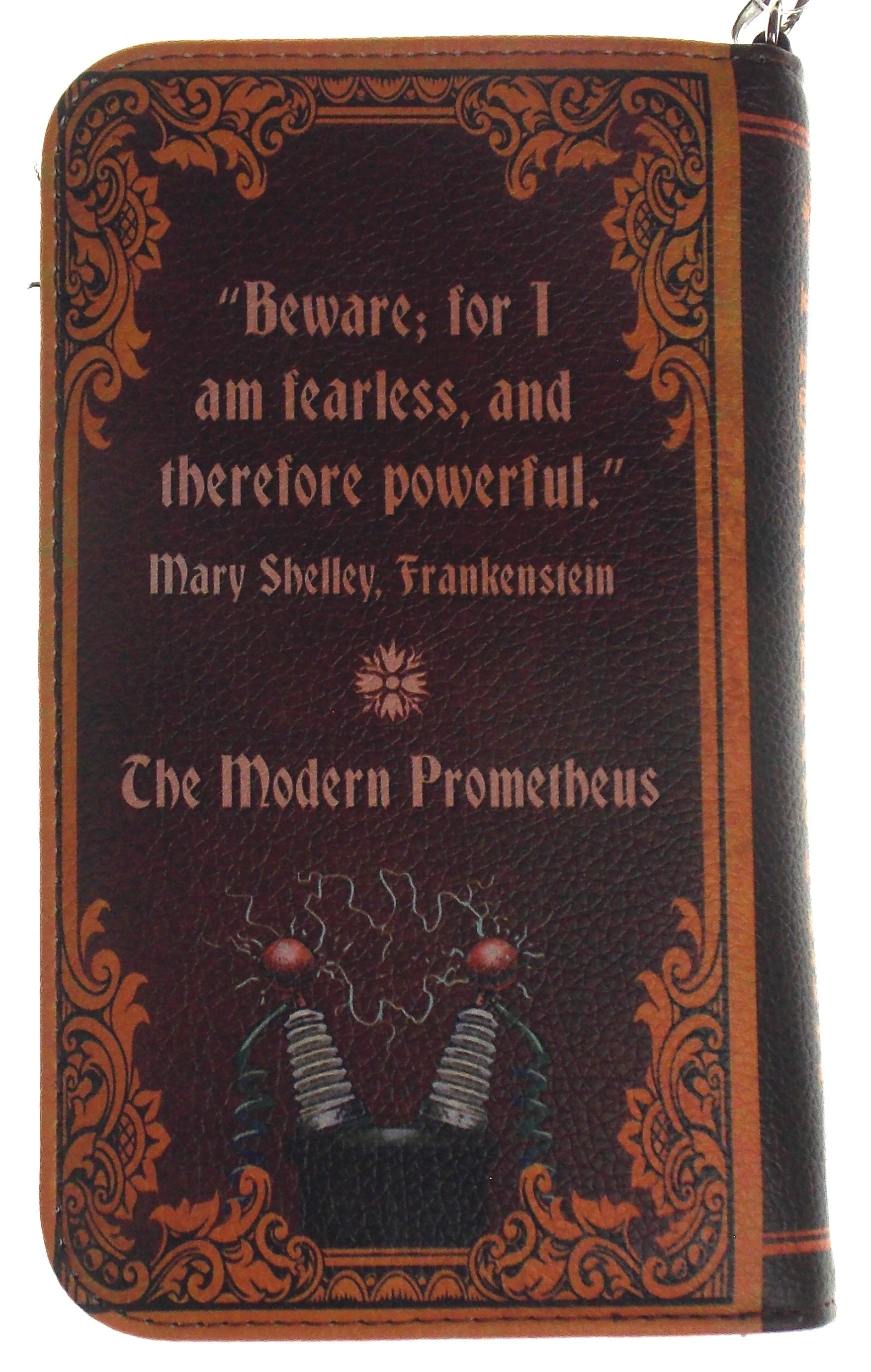 Mary Shelley Frankenstein Zippered Wristlet Wallet Faux Leather Card Slots Book
